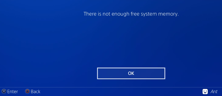 there is not enough free system memory