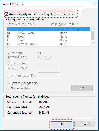 Manage Paging Size