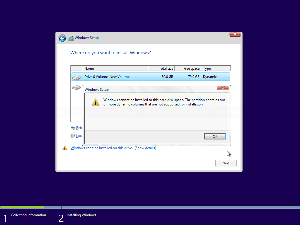 Cannot Install Windows On Dynamic Disk