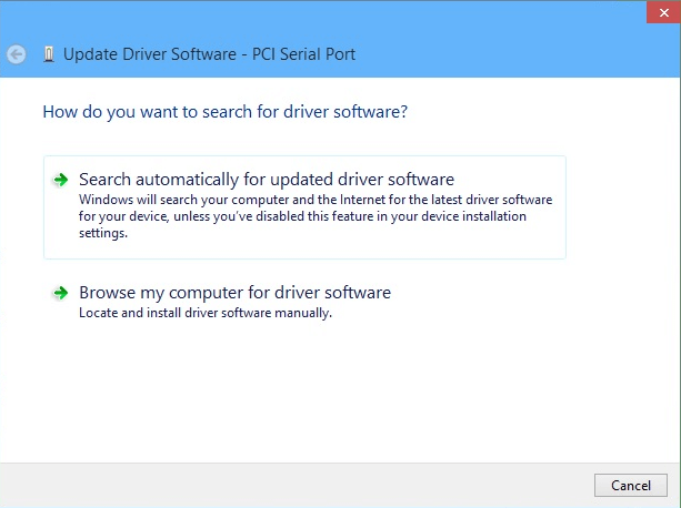 Choose Update Driver Software