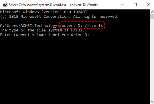 Convert.exeでFAT32をNTFSに変換