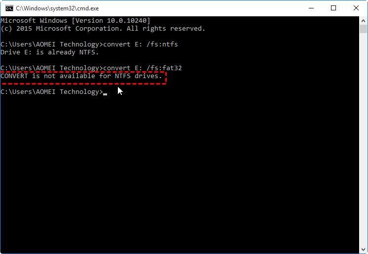 Convert Not Available For Ntfs Drive