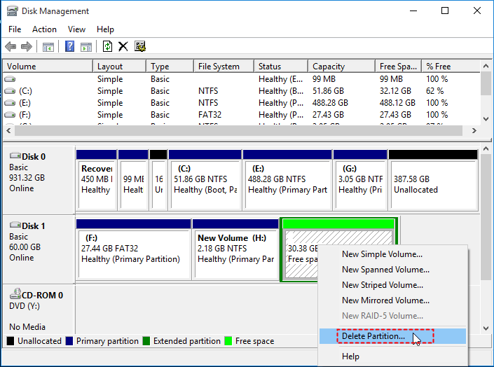 Delete Extended Partition