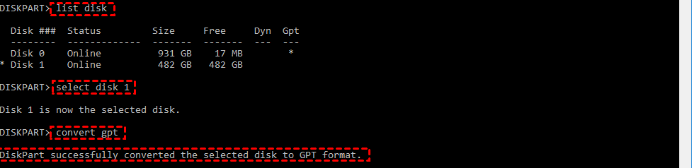 Diskpart convert to GPT
