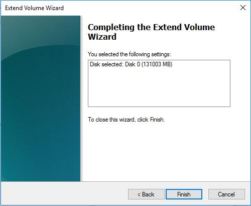 Extend Volume Wizard Confirm