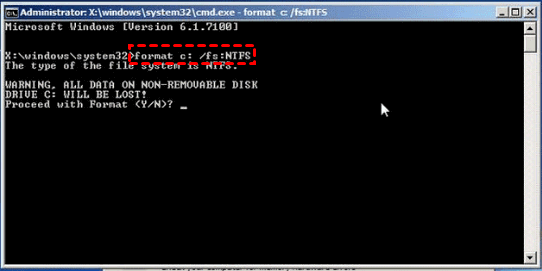 Format c drive command prompt