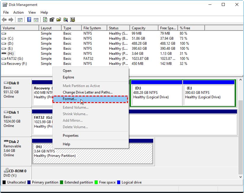 отформатируйте жесткий диск в NTFS или в fat32