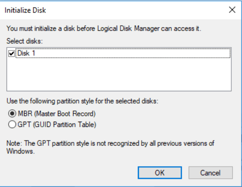 Initialize Mbr Or Gpt