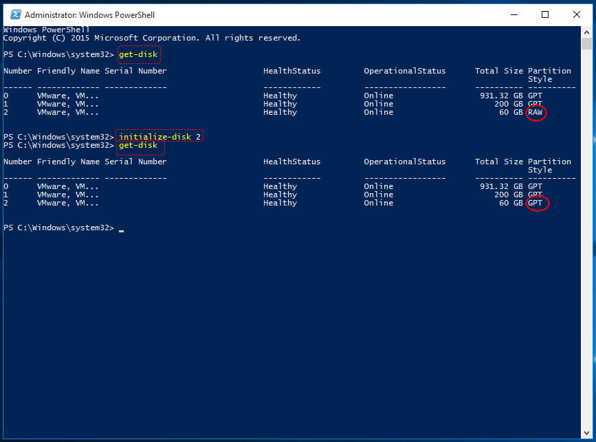 Powershell Initialize Disk