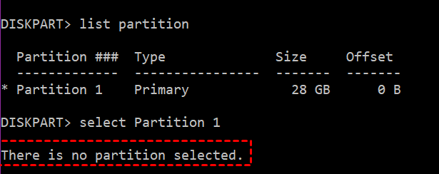 There is No Partition Selected