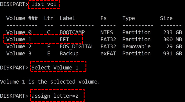 Select volume in Windows 11 CMD