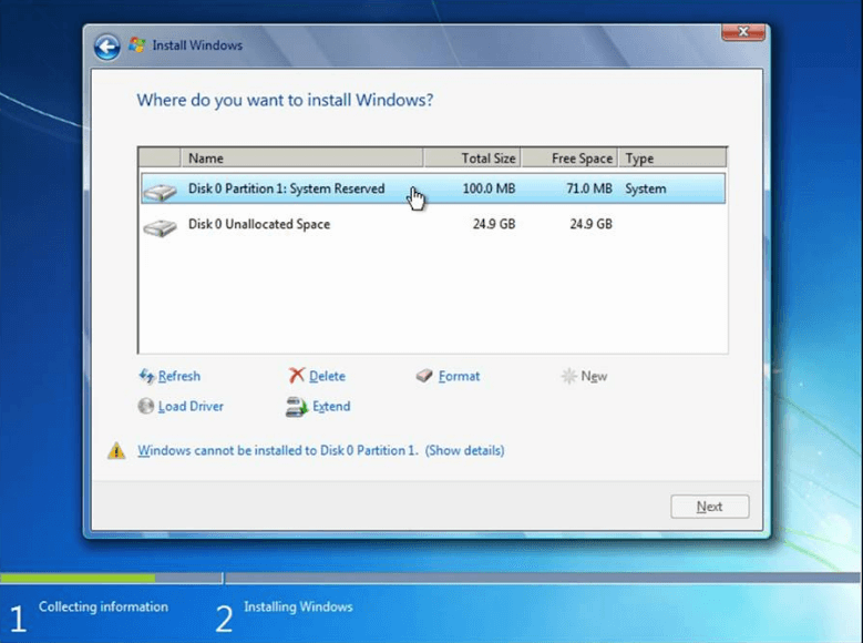 Where Do You Want To Install Windows 7