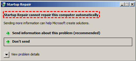 Startup Repair Cannot Repair This Computer Automatically