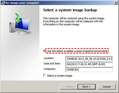 Choose System Image Backup