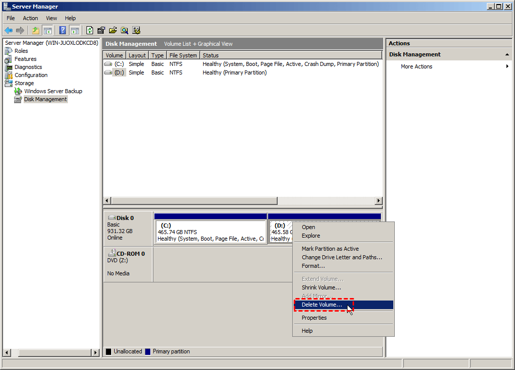 cómo se extenderá una partición de disco dentro de Windows Server 2008