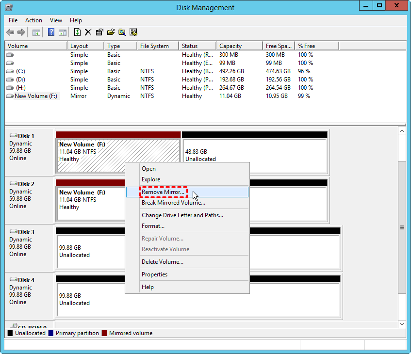 How To Replace Mirrored Drive With A, Extend Mirrored Volume
