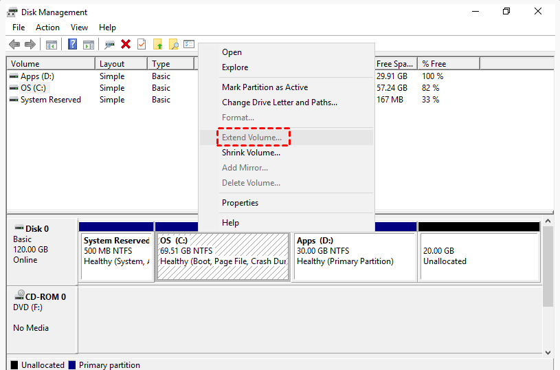 Extend Volume Greyed Out Server 2016
