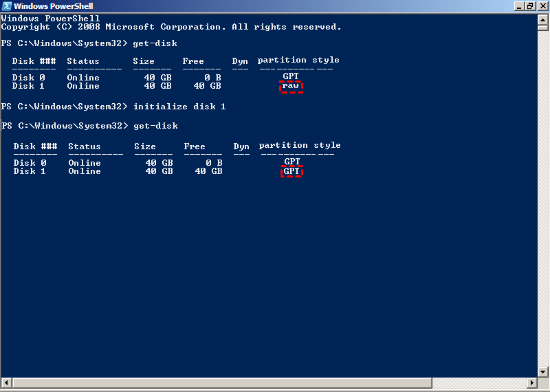 Initialize Disk Powershell