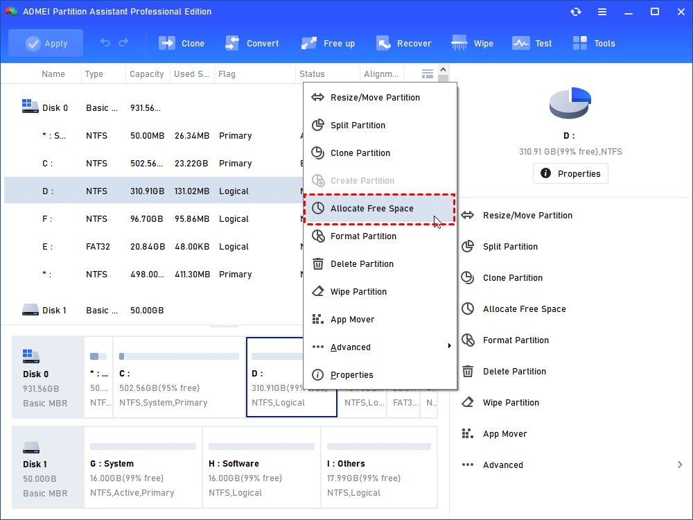 Allocate Free Space