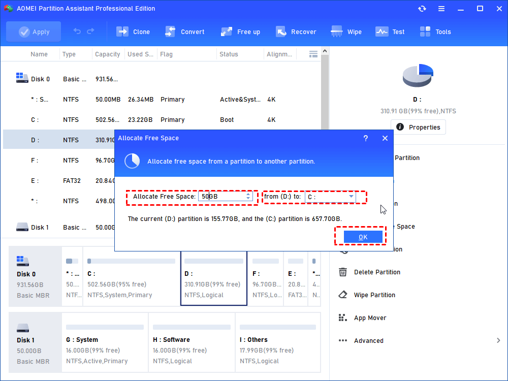 Allocate From D To C