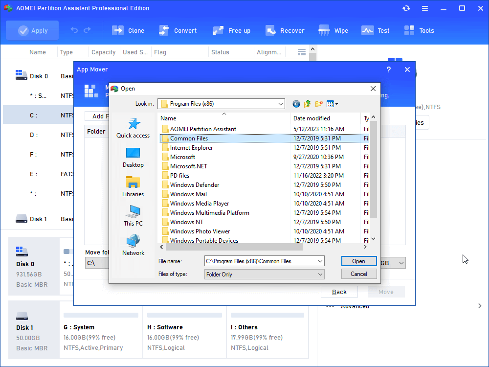Select folders