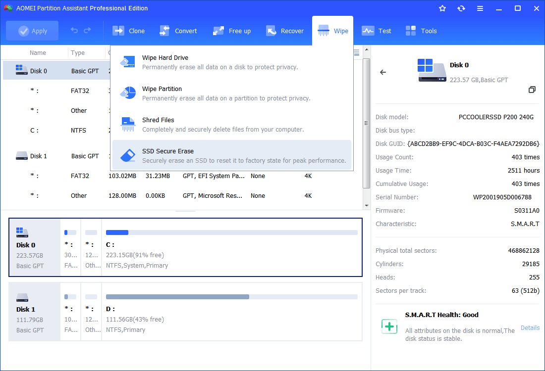 Select SSD Secure Erase