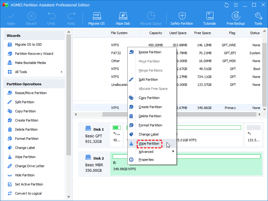 Wipe Partition