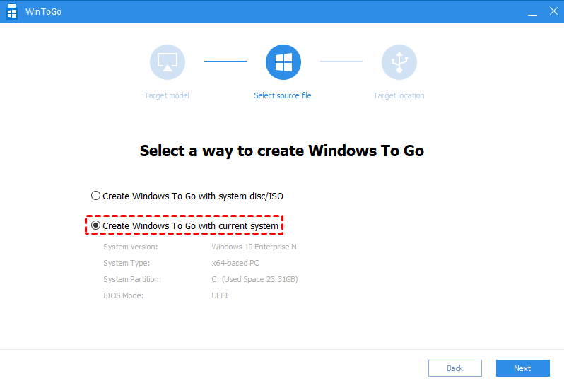 Create Windows To Go With Current System