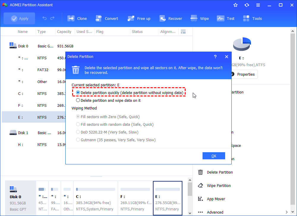 Delete Partition Quickly