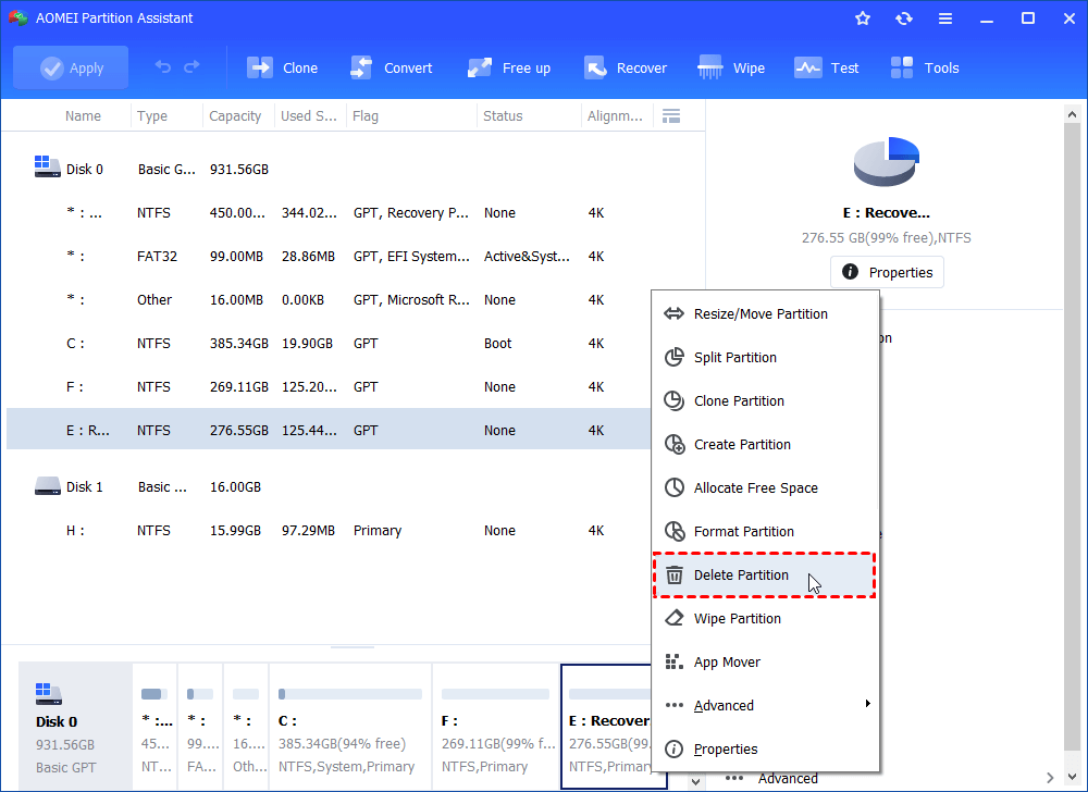 Delete Recovery Partition