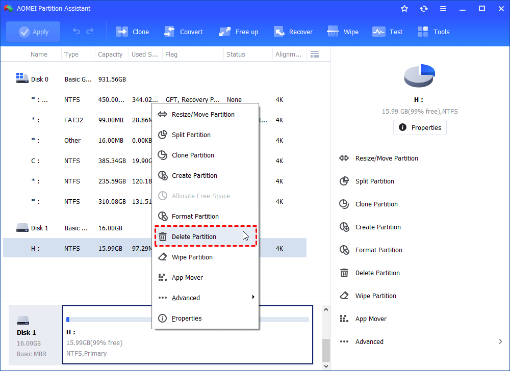 Delete Partition on SD Card