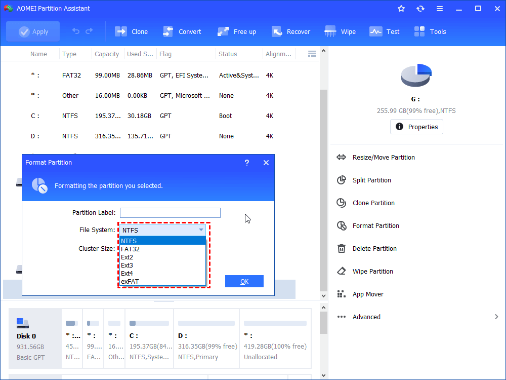 Choose file system