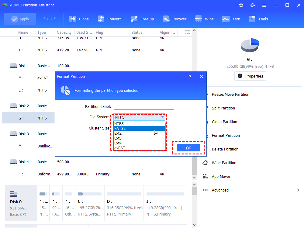 Format Partition Settings