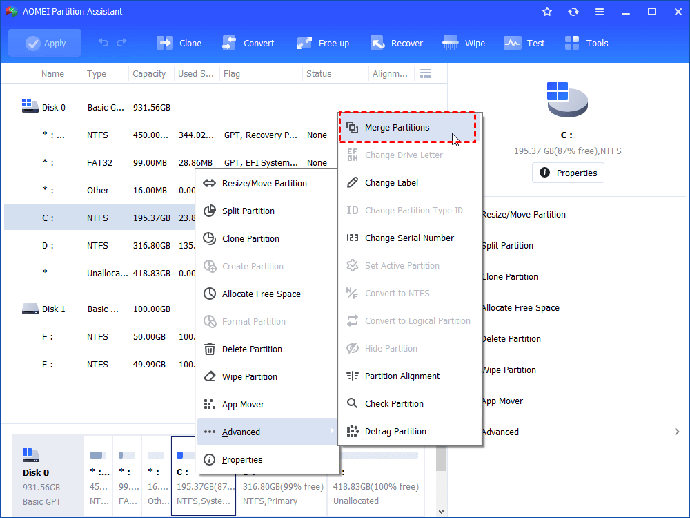 hoe om partities in Windows echt samen te voegen zonder gegevens te verliezen