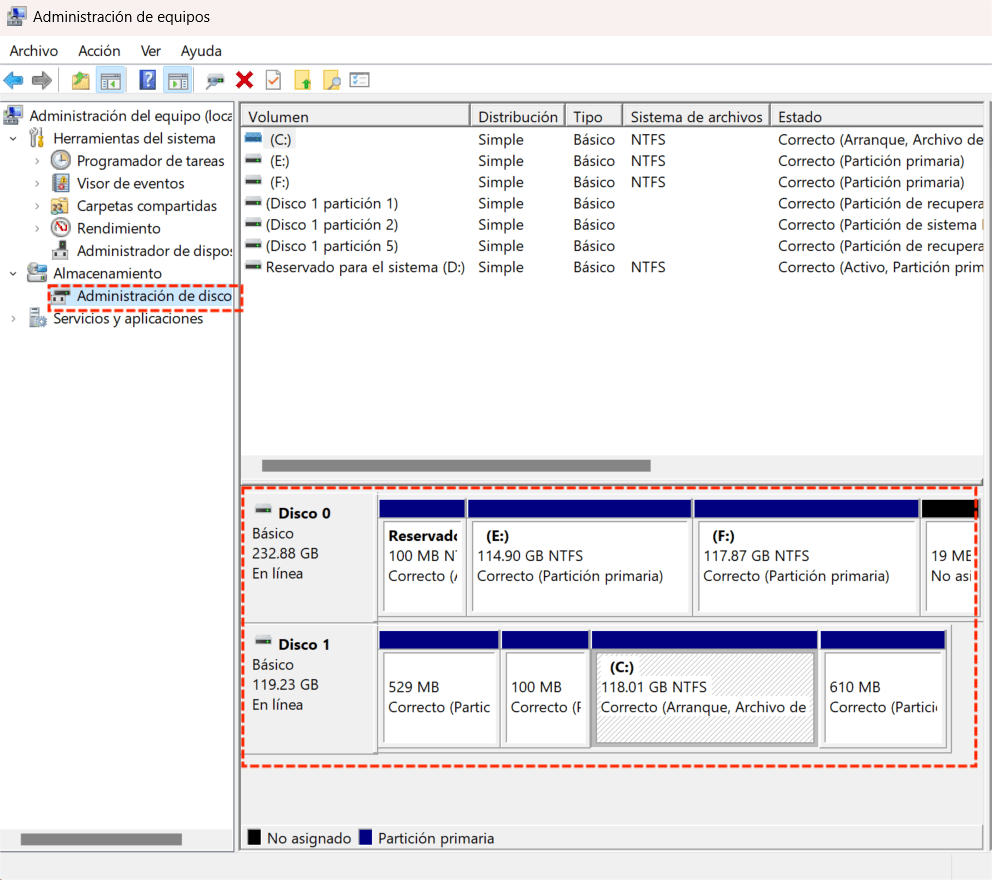administracion de discos