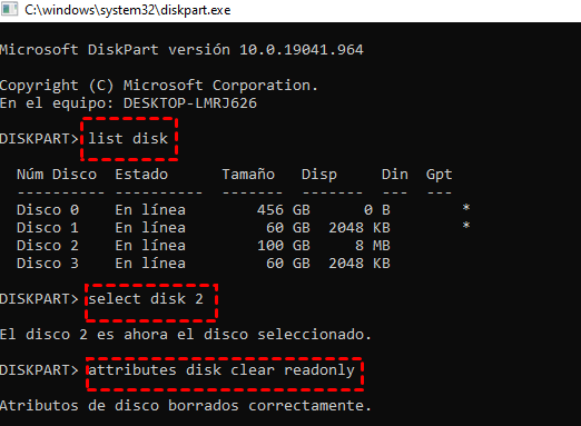 atributos de disco borrado correctamente atributos de disco borrado correctamente