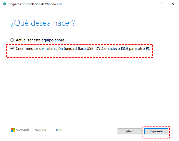 crear medios de instalación crear medios de instalación
