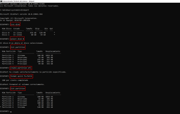 crear partición efi crear partición efi