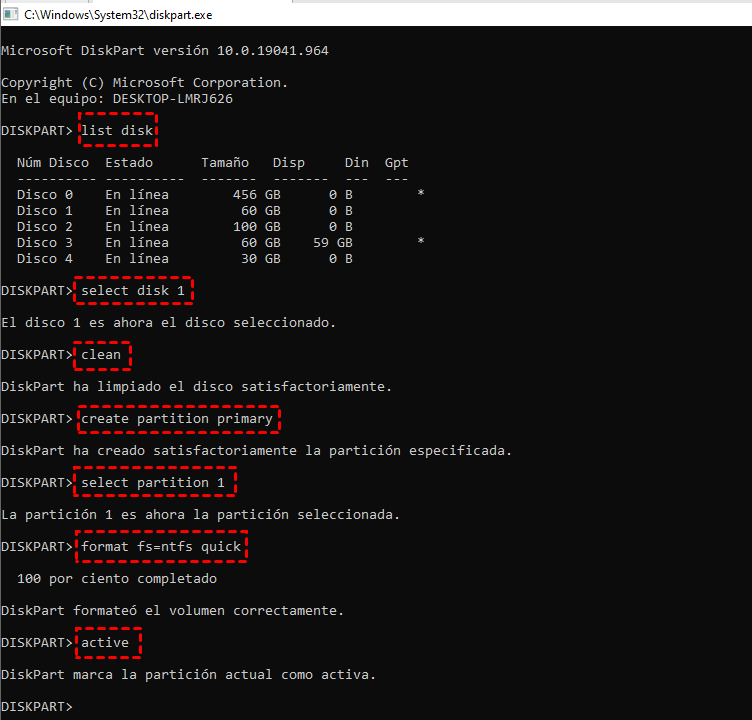 format fs=ntfs quick format fs=ntfs quick