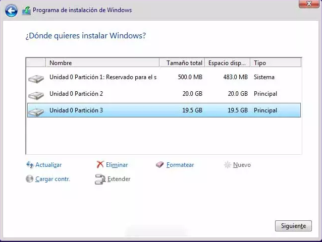 gestionar particion gestionar particion