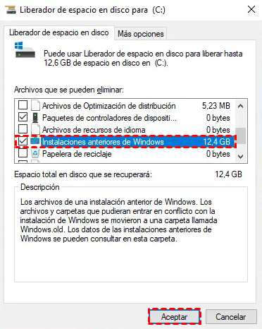 instalación anterior de windows