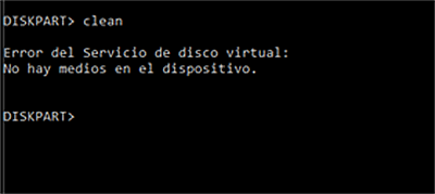 no hay medios en el dispositivo
