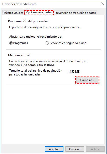 opciones de rendimiento opciones de rendimiento