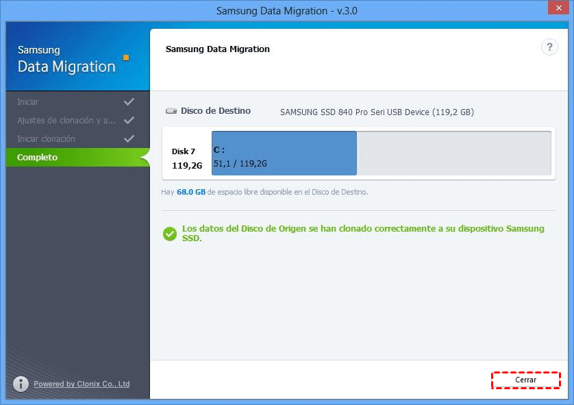¿Cómo clonar un disco duro usando Samsung Data Migration en Windows 10?