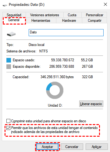 propiedades de disco propiedades de disco