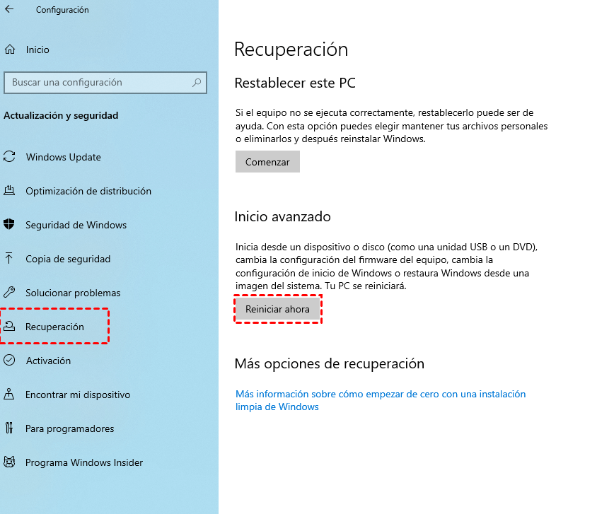 recuperación de Windows recuperación de Windows