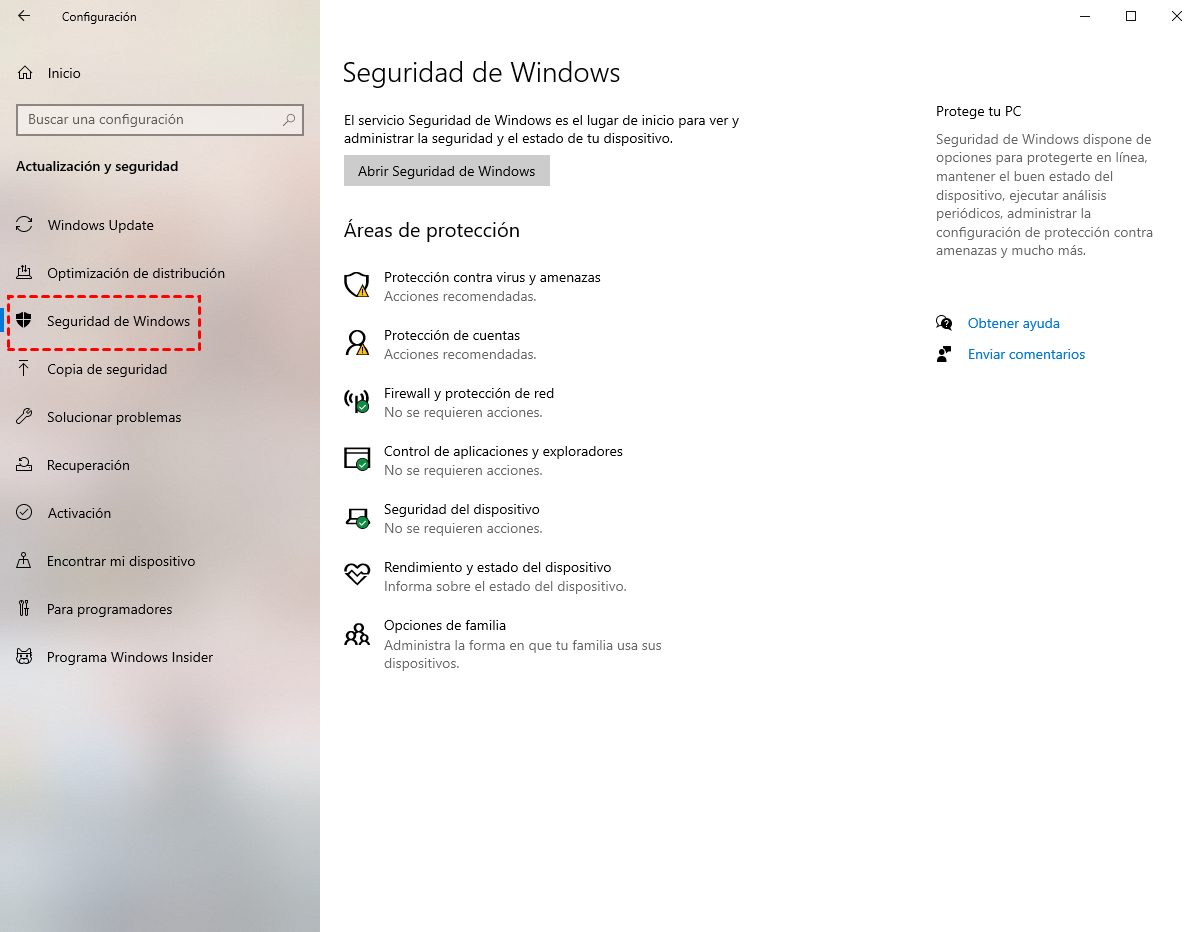 seguridad de Windows seguridad de Windows