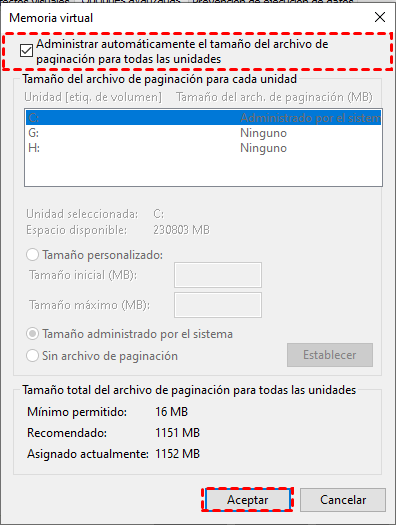 tamaño del archivo de paginación tamaño del archivo de paginación