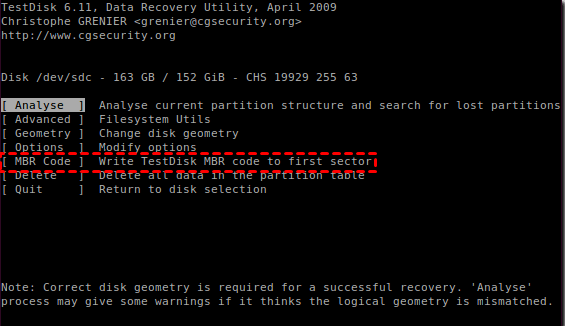 testdisk proceed testdisk proceed