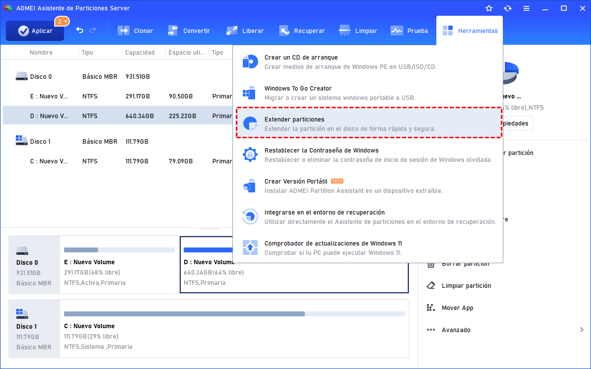 extender partición extender partición